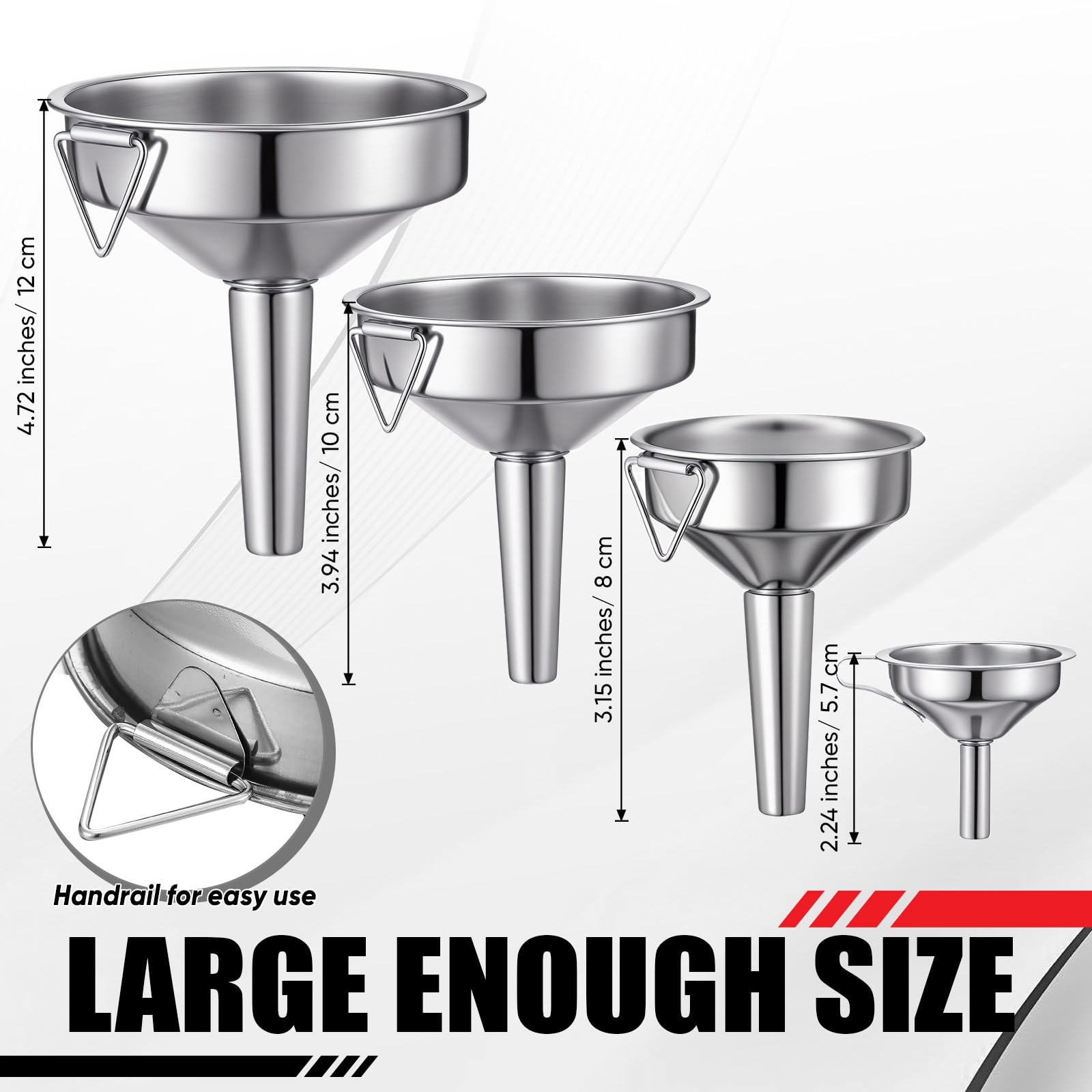 Blulu Set di 5 imbuti flessibili per olio in acciaio inox, per uso automobilistico, con beccuccio pieghevole, per auto, barca, gasolio, altri liquidi, con tubo e filtro