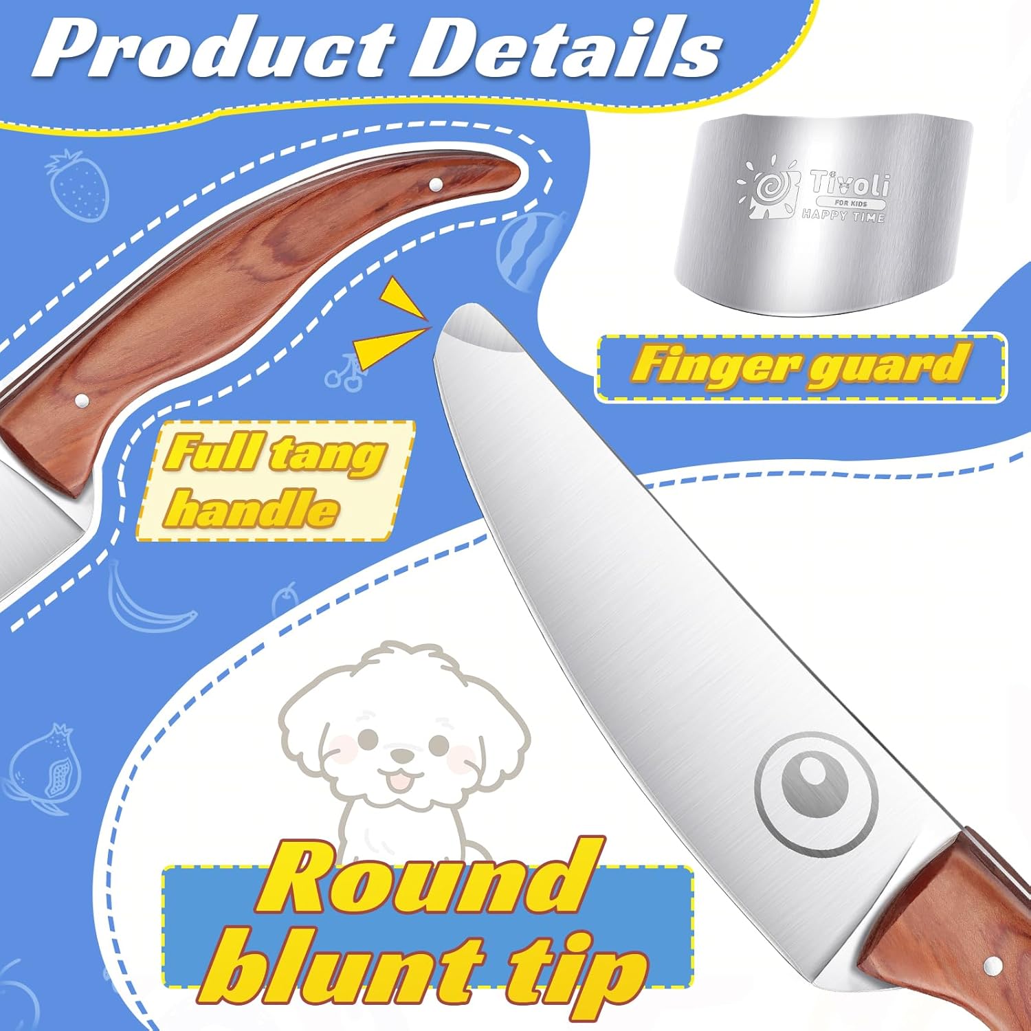 TIVOLI kids knife set for real cooking Kids Kitchen Knives for Cutting 4pcs- Stainless Steel Camping Hatchet with Nylon Sheath,Survival Axe Viking Axe for Outdoor Splitting Wood,Camping Axe with Gift