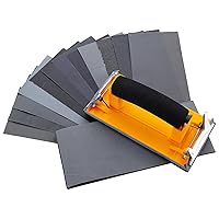Vista 1 de Soporte para papel de lija con mango de esponja, paquete de 36 piezas de 120 a 3000 granos surtidos de papel de lija para uso en seco y húmedo con 1