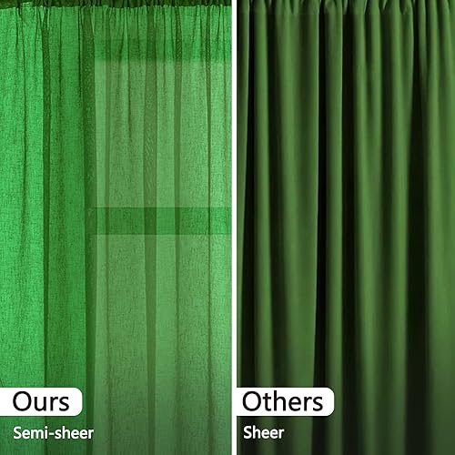 Miniatura 5 de Tony's collection Cortinas semitraslúcidas con textura de lino sintético esmeralda de 63 pulgadas de largo para dormitorio, habitación de los niños,