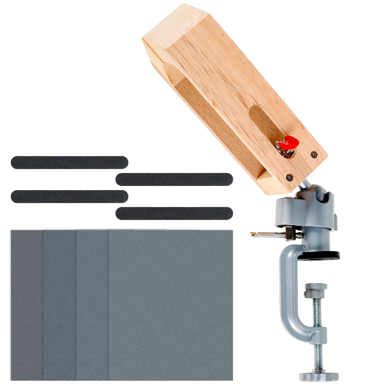 GWCYMYD Leather Sewing Clamp, Adjustable Rotate 360 Degrees Stitching Pony with Sandpapers Sanding Strips, Leather Stitching Pony for DIY Hand Leathercraft Sewing