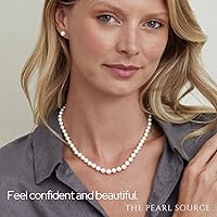 Vista 9 de The Pearl Source - Collar de oro de 14 K de calidad AAAA con perlas cultivadas en agua dulce blancas para mujer - Regalos de perlas para Navidad
