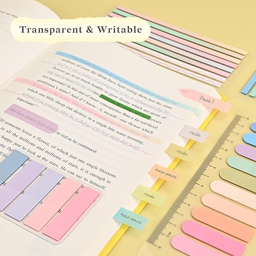 Miniatura 15 de Temiary Morandi - 1200 pestañas adhesivas para anotar libros, pestañas transparentes reutilizables, marcadores de página, pestaña de índice