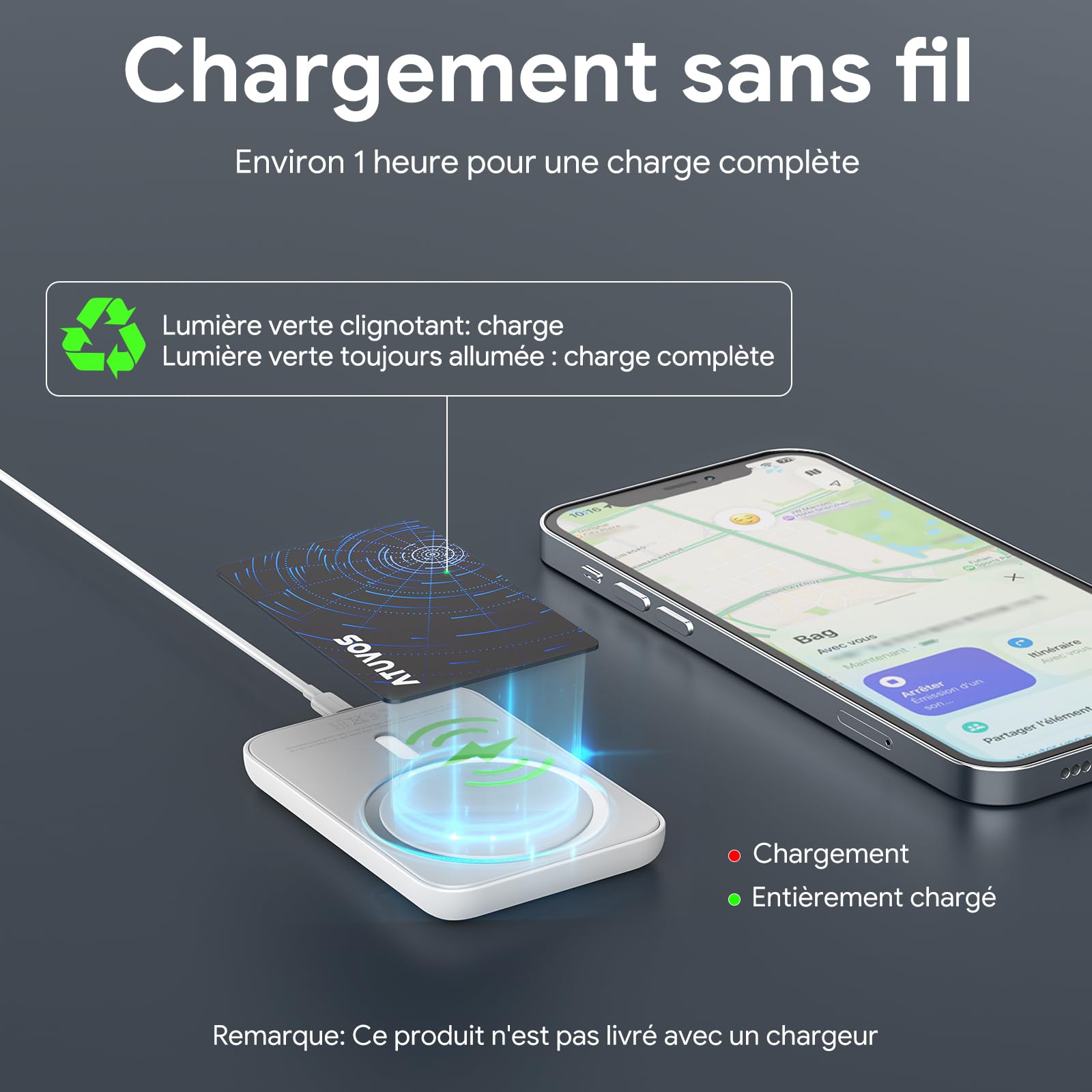 ATUVOS Air Tag Traceur Lot de 2 Système Double, Wallet Tracker Carte Ultra-Fin Compatible avec iOS Apple et Android Google Localiser App, Localisateur Intelligent pour Portefeuille/Valise/Sac/Bagages