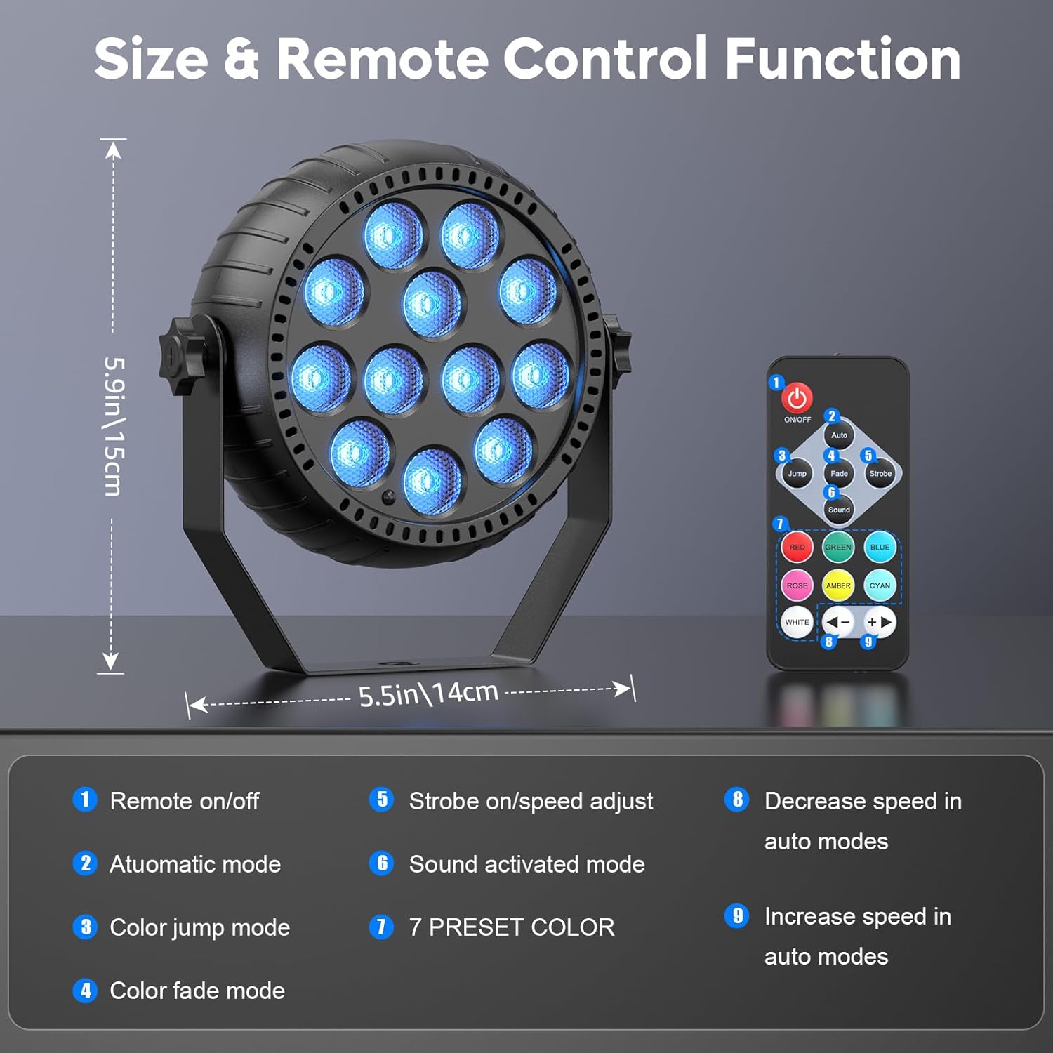 Rechargeable Stage Lights, 2200mAh Battery Powered LED Par Lights with Remote & Sound Activated, 12 RGB Portable Uplights for Events Wedding Party Club Concert Indoor 4Packs