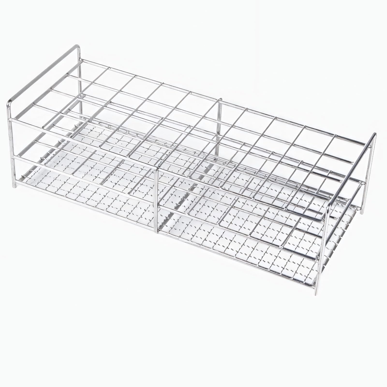 Korrosionsbeständiger Edelstahl-Reagenzglasständer, hochtemperatursterilisierbar, stabiles Gitter-Design mit 40 Löchern für Rohre mit bis zu 30 mm Durchmesser, für Laborgebrauch