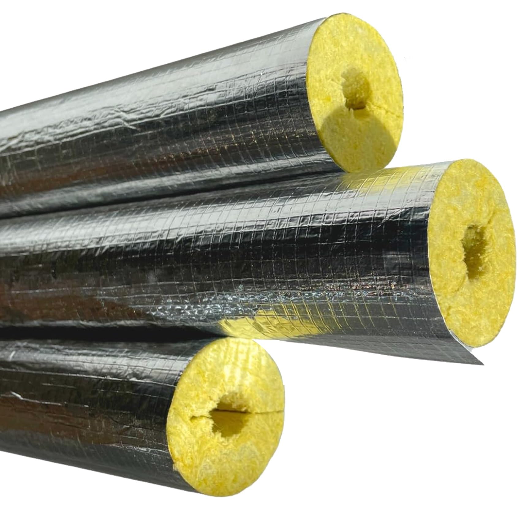 Tubos de Espuma Aislante para tuberías (Lana de Vidrio + Papel de Aluminio), Cubiertas precortadas Autoadhesivas (273 mm x 50 mm (10-3/4 in x 2 in))