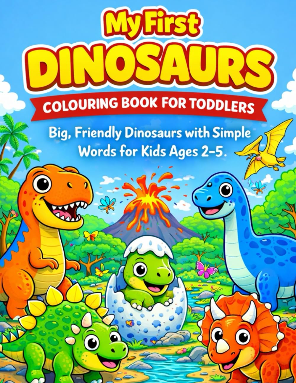 My First Dinosaur Colouring Book for Toddlers Ages 2–5: Big, Simple Pictures with Friendly Dinosaurs (Little Colouring Adventures)
