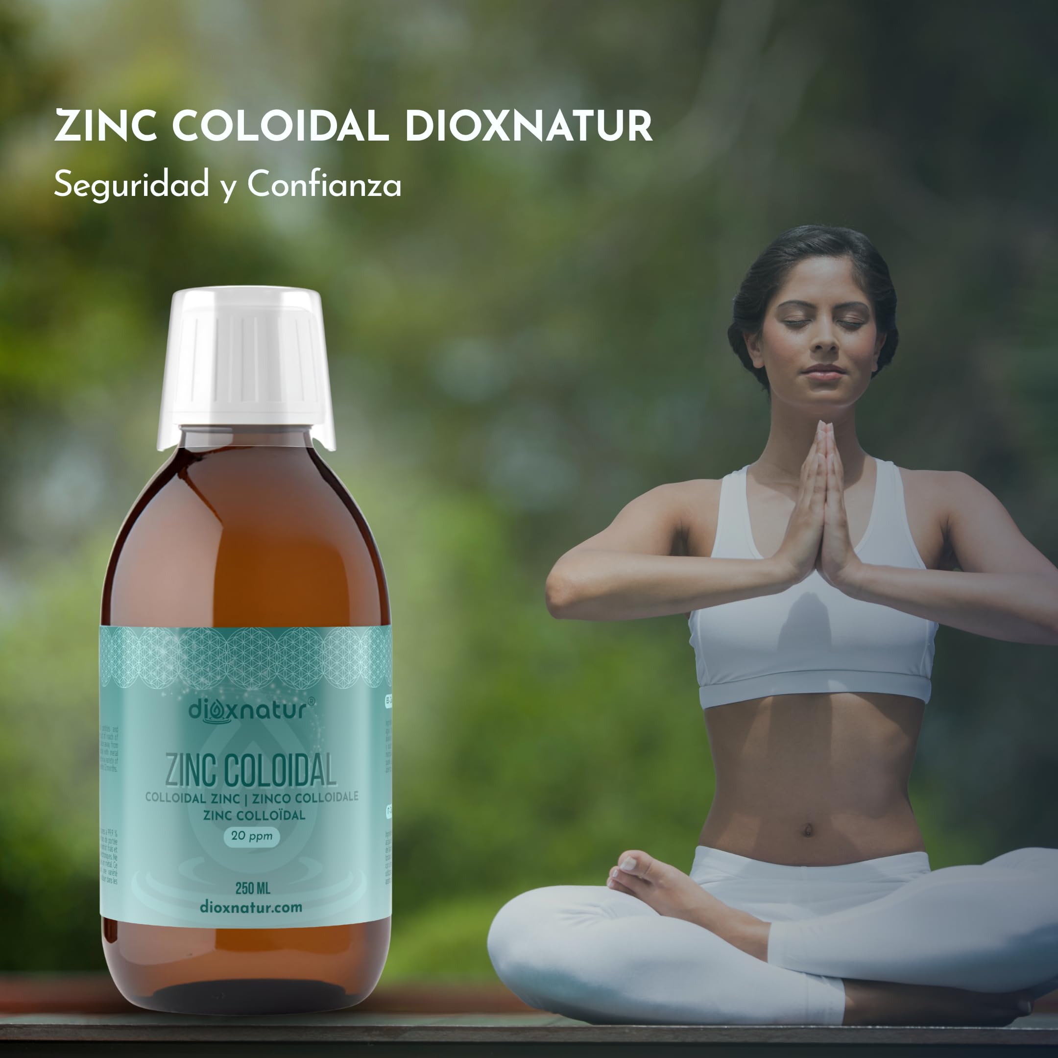 Zinc Coloidal 250ml 20 ppm - Zinc líquido - Envase vidrio ambar - Vaso medidor incluido