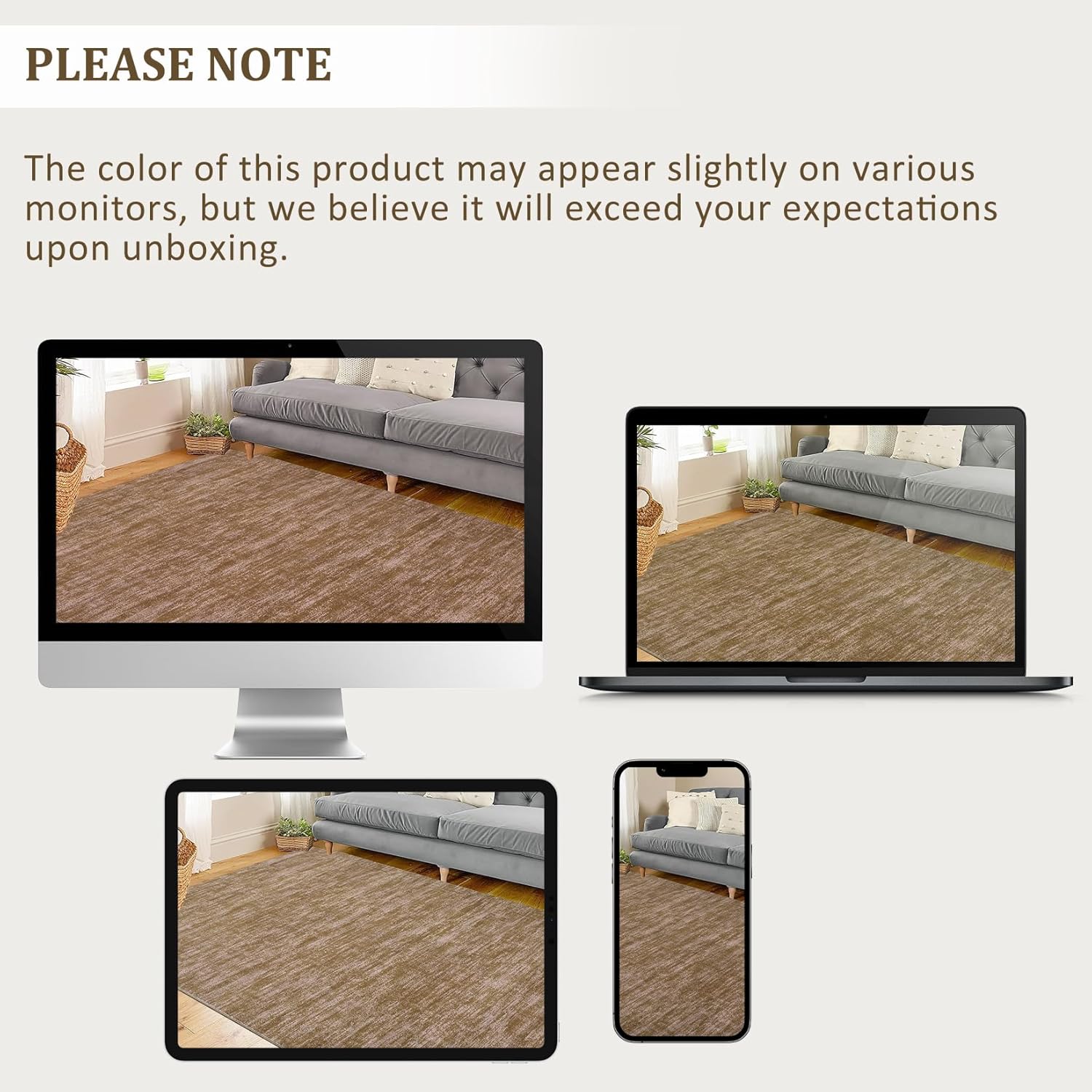 Garvee Modern Solid Rugs for Living Room 8x10 Washable Rug Large Non Slip Low Pile Foldable Carpet Ultra Soft Non-Shedding Stain-Resistant Floor Mat for Bedroom Playroom Nursery Office Dorm Brown