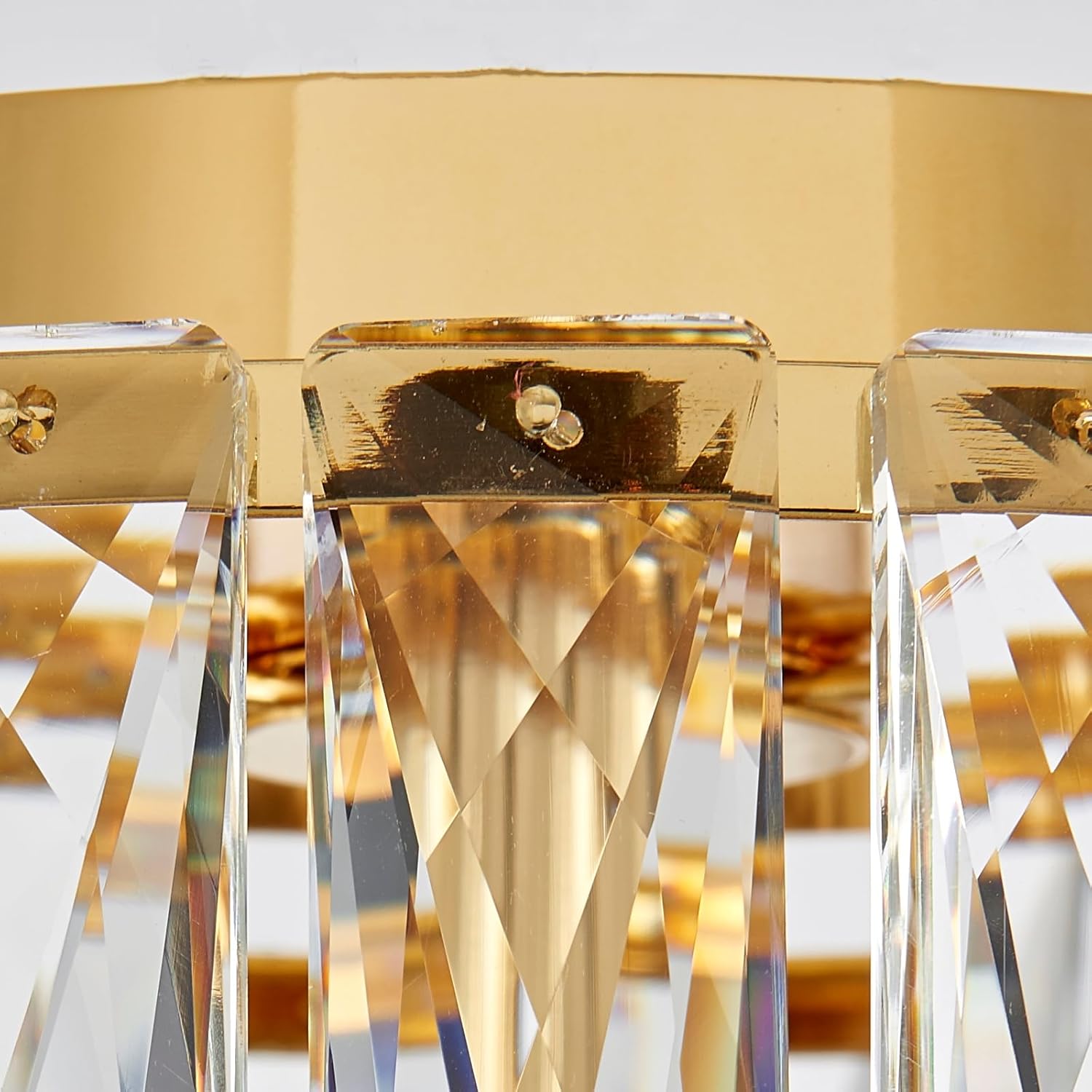 Crystal Ceiling Light, 3-Light Modern Flushmount Ceiling Light for Living Room, Dinning Room Hallway, D12xH9inch, Gold Finish Frame & K9 Crystal