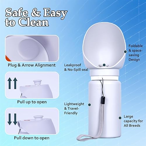 Miniatura 2 de Botella de agua para perros, Botella plegable de silicona para mascotas, Dispensador de agua portátil para mascotas, Bebida para perros de viaje al