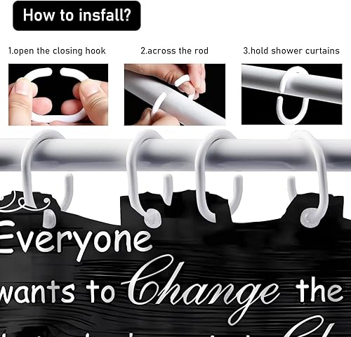 Miniatura 6 de AZHM Juego de cortinas de ducha con diseño de libro de hechizos negros con cortina de ducha y alfombras y accesorios para decoración de baño