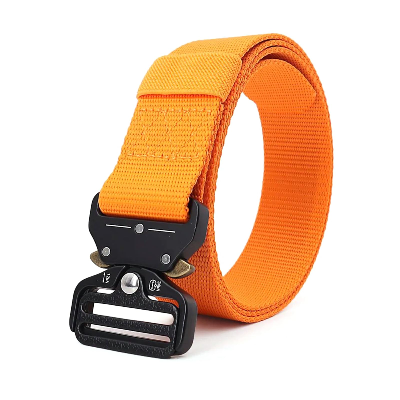 NEFLUM Metal Automatic Buckle Outdoor Tactical Nylon Belt Canvas Sports Belts 3.8 cm Width Casual Decorative Belt, Orange, 125x3.8cm