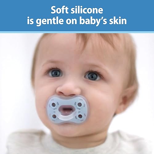 Miniatura 2 de Dr. Brown's Advantage - Chupete de silicona de una sola pieza, chupete totalmente simétrico, azulazulnaranjaverdeverde azuladobisque, 19.7-59.1 ft,