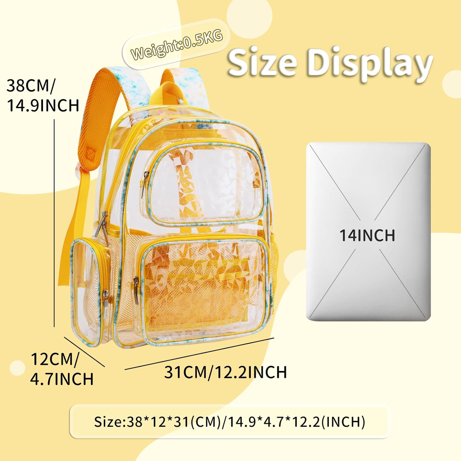 TINYAT Heavy Duty Clear Backpack for Stadium Events Transparent Backpack for Women See Through Bookbag Cute Clear Plastic Bag