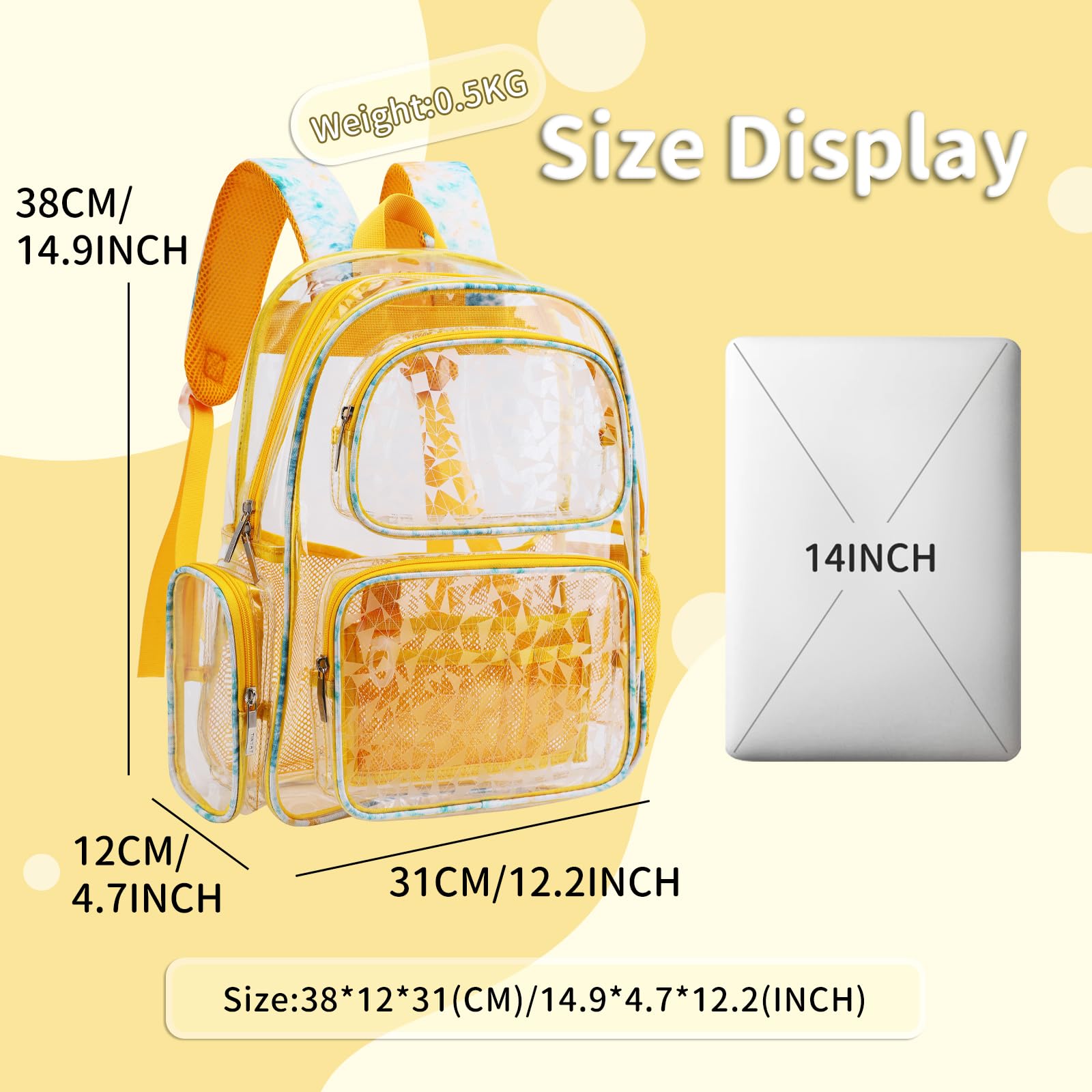 Mochila transparente TINYAT para mujer, mochila transparente de PVC super casual, mochila de moda para damas, mochila de compras y citas, T9051