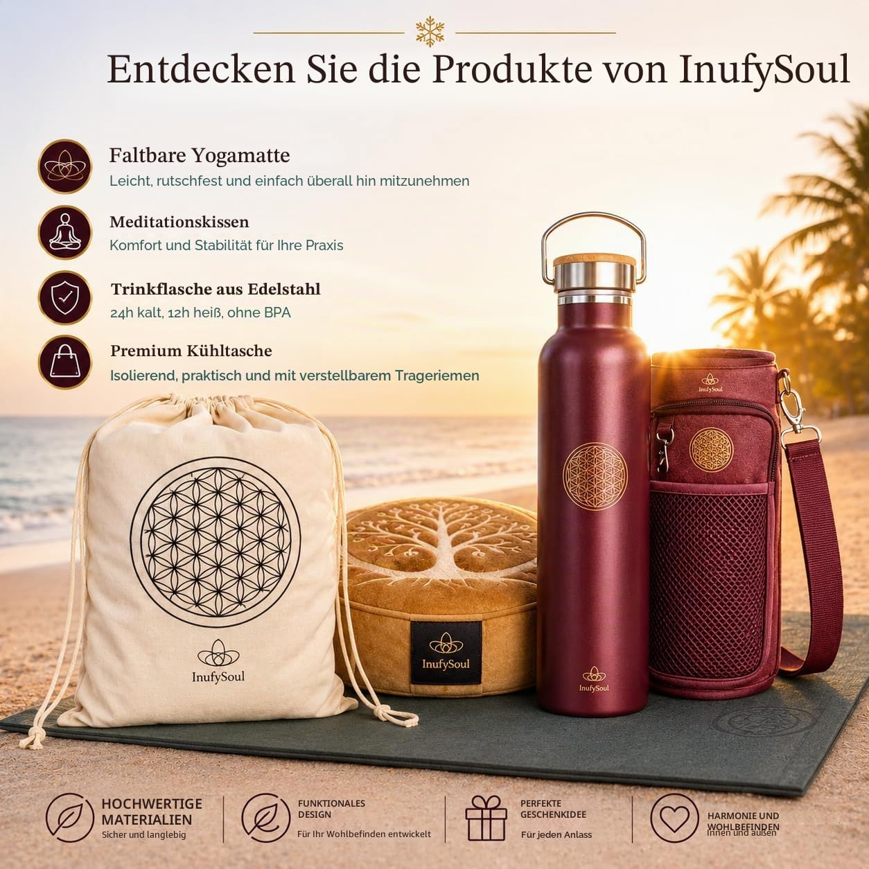 Rutschfeste, faltbare Yogamatte aus recycelbarem TPE, Yogamatte für Reisen, Yogamatte, Pilates, Fitness, Fitnessstudio, 183 x 61 x 0,4 cm