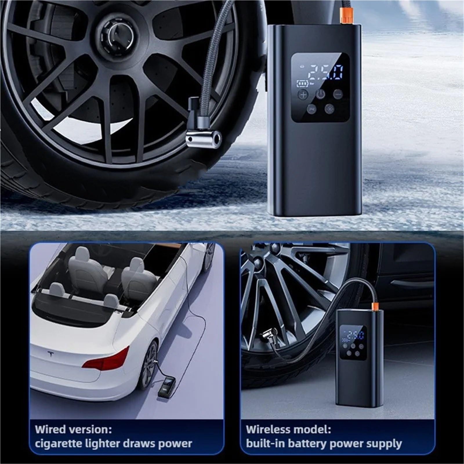 Compresseur Air Pompe à air de voiture sans fil Gonfleur Electrique