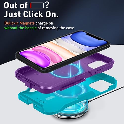 Miniatura 3 de Xmon Funda magnética para iPhone 11 compatible con MagSafe Protector de pantalla de vidrio templado con protector de lente de cámara Funda para