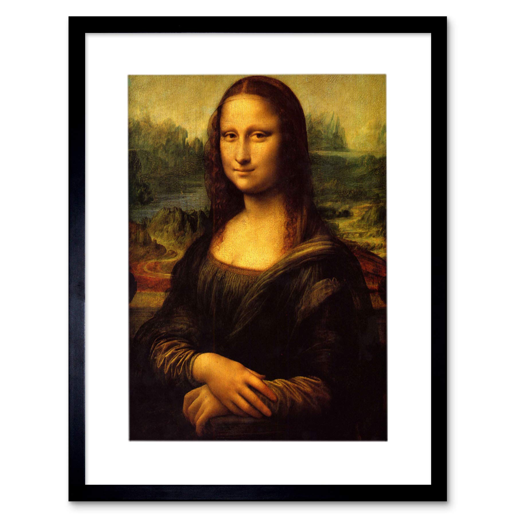 Wee Blue Coo Leonardo Da Vinci Mona Lisa Painting Picture Framed Wall Art Print