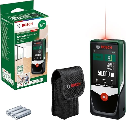 Bosch Home and Garden Advanced Distance 50C digital laser measure, measure distance precisely up to 50m, touch display, measuring functions with integrated assistance, in cardboard box - 1