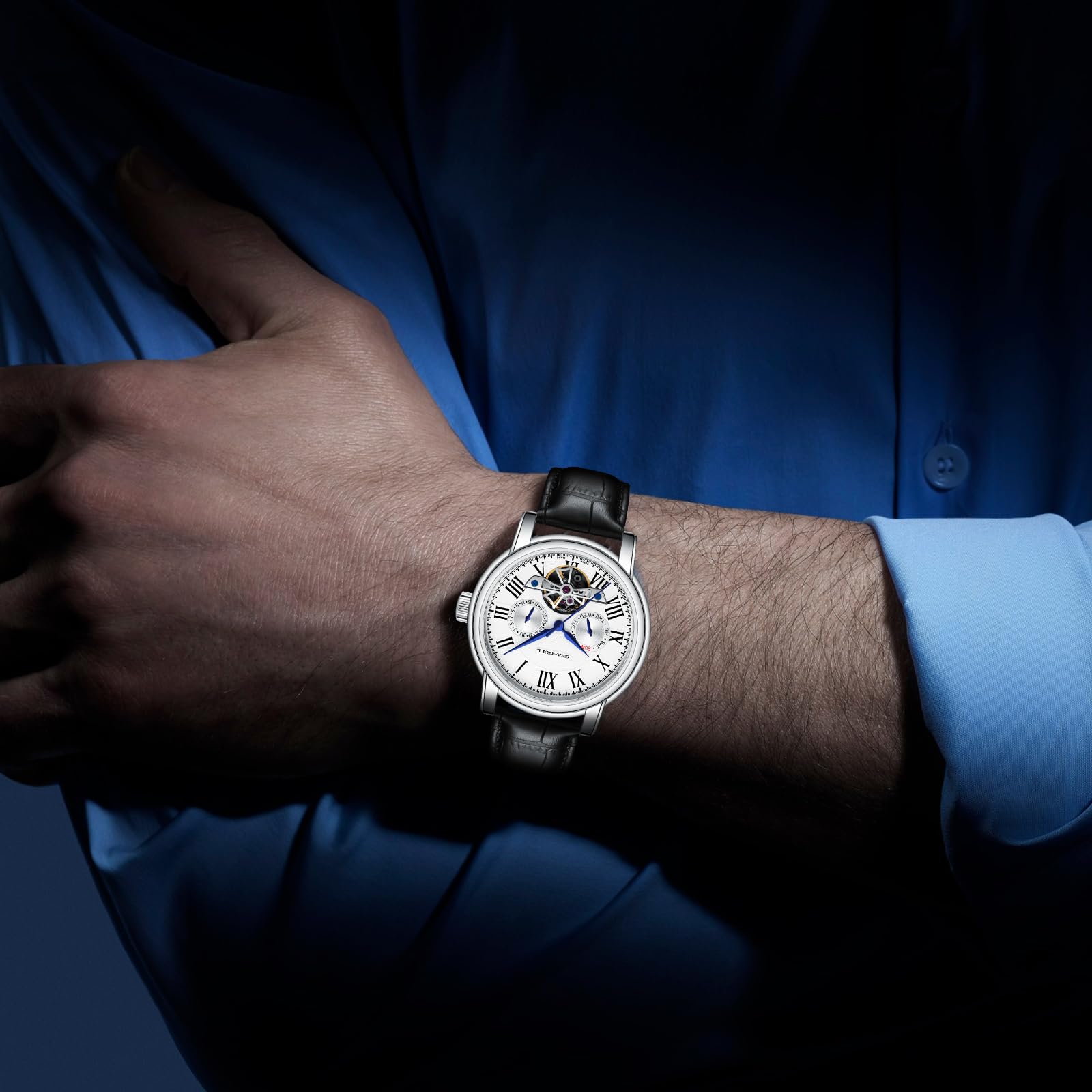 SEA-GULL 2021 Seagull Herrenuhr Hohl Automatische Mechanische Uhr Kalender Potenzial Multifunktions Schwungrad Business Uhren