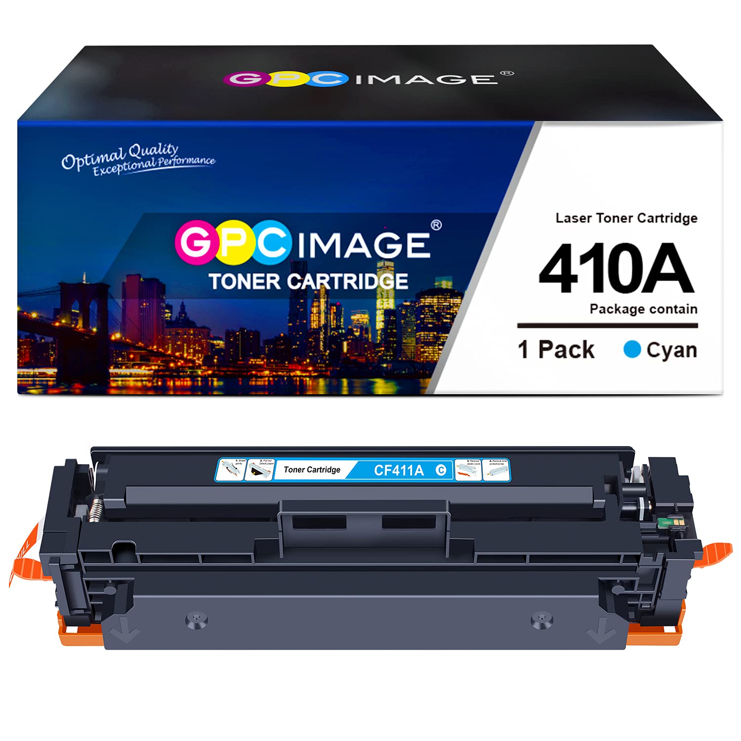 GPC ImageCompatible Toner Cartridge Replacement for HP 410A CF411A Compatible with Laserjet Pro MFP M477fdw M477fdn M477fnw Pro M452dn M452nw M452dw Printer Toner (1 Cyan)