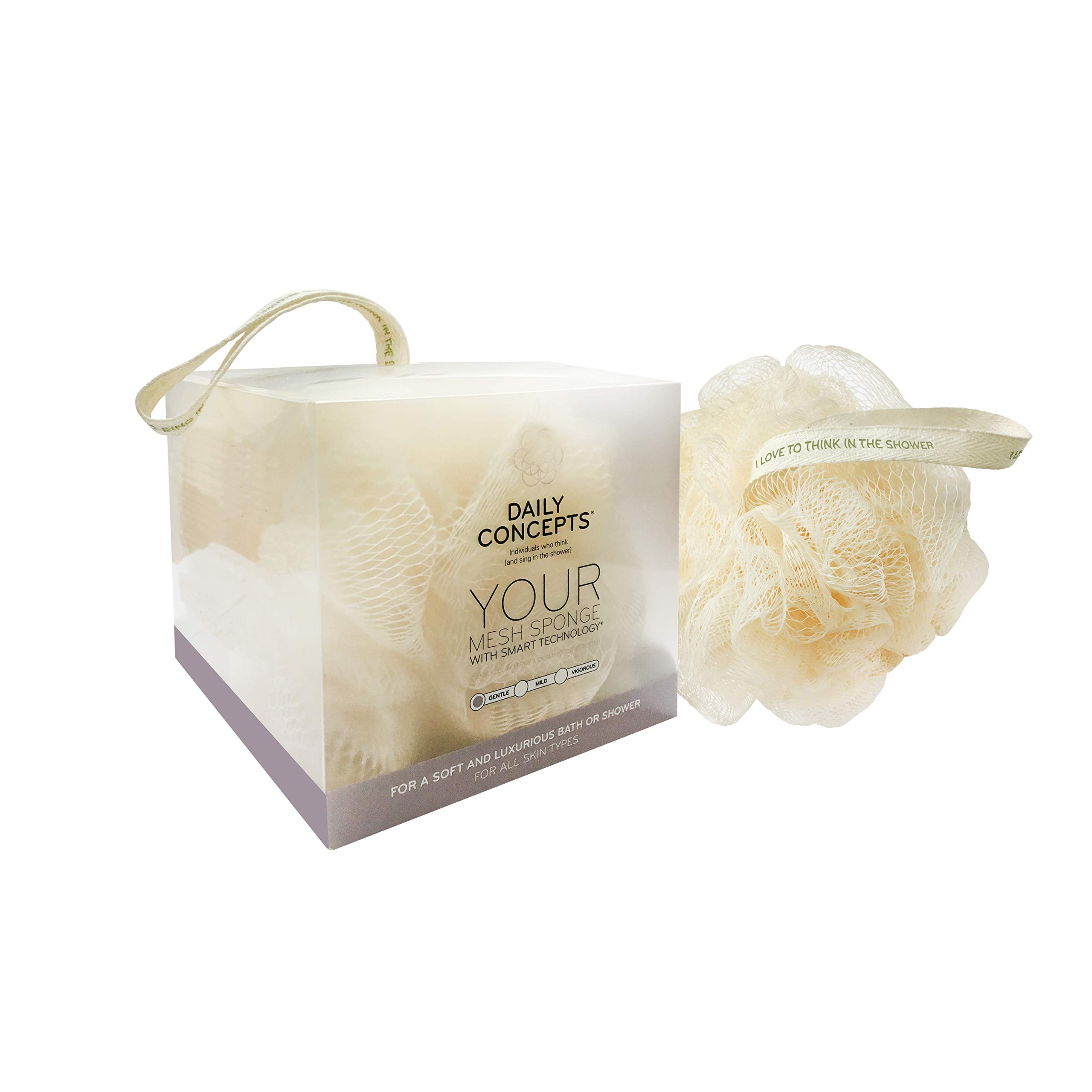 DAILY CONCEPTSDaily Mesh Sponge for a Luxurious Bath or Shower Experience with Subtle notes of Lavender and Vanilla for That Gentle Pampering Embrace, Suitable for All Skin Types 89g