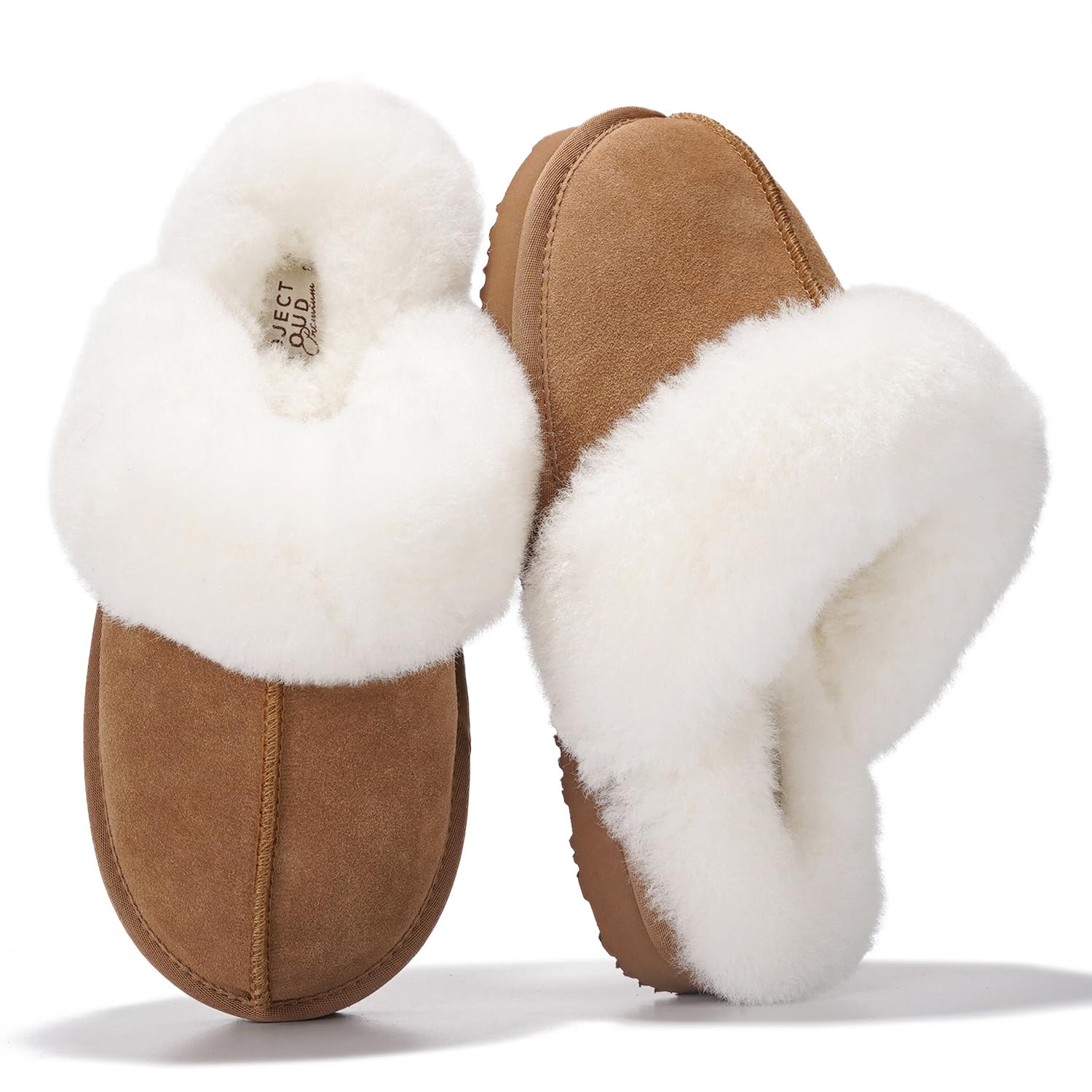 100% Genuine Leather Slippers for Women Footwear with Genuine Fur Lining Womens Clogs & Mule - Non-Slip Indoor/Outdoor Scuff Womens Slippers with Memory Foam Insole