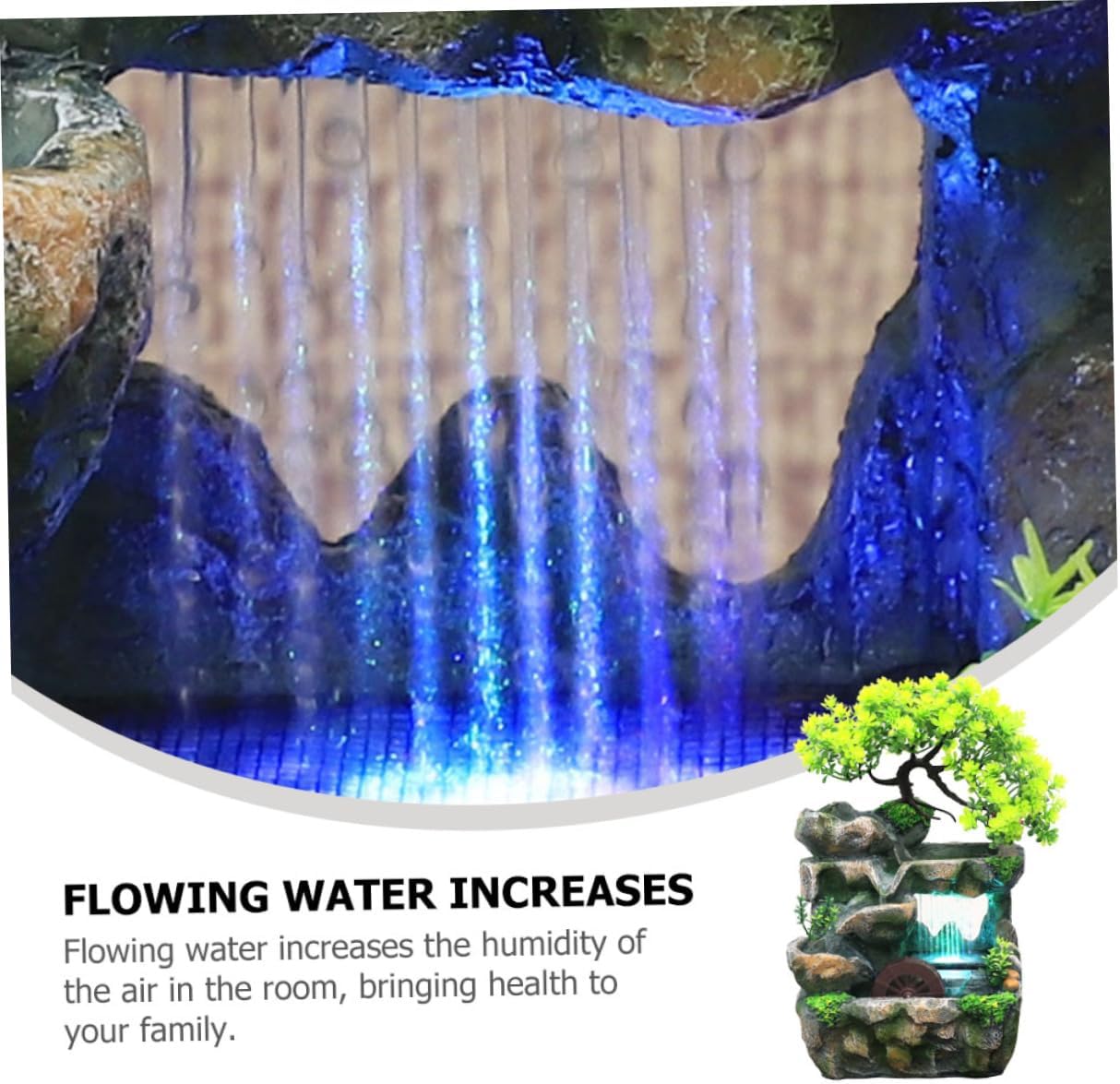 Mini Indoor Water Fountain with Led Light Zen Desk Decoration for Relaxation and Meditation Tabletop Waterfall Feature for Home and Office Compatible