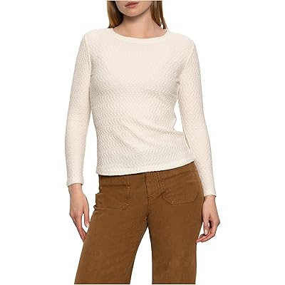 Sanctuary Long Sleeve Crew Lace Tee chalk