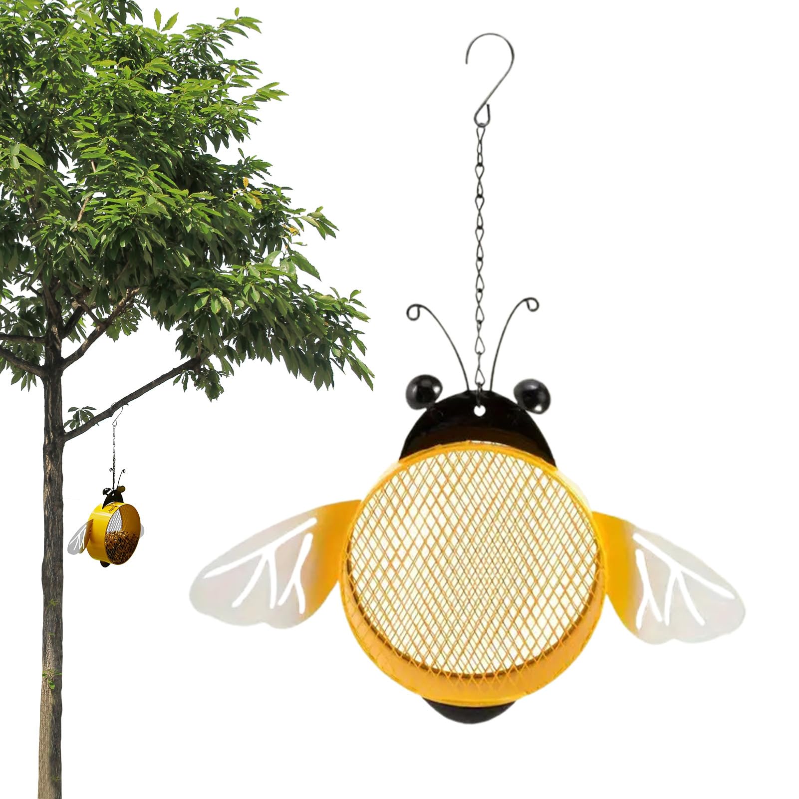 Mangeoire oiseaux solaire en fer robuste haute qualité avec crochet de suspension étanche