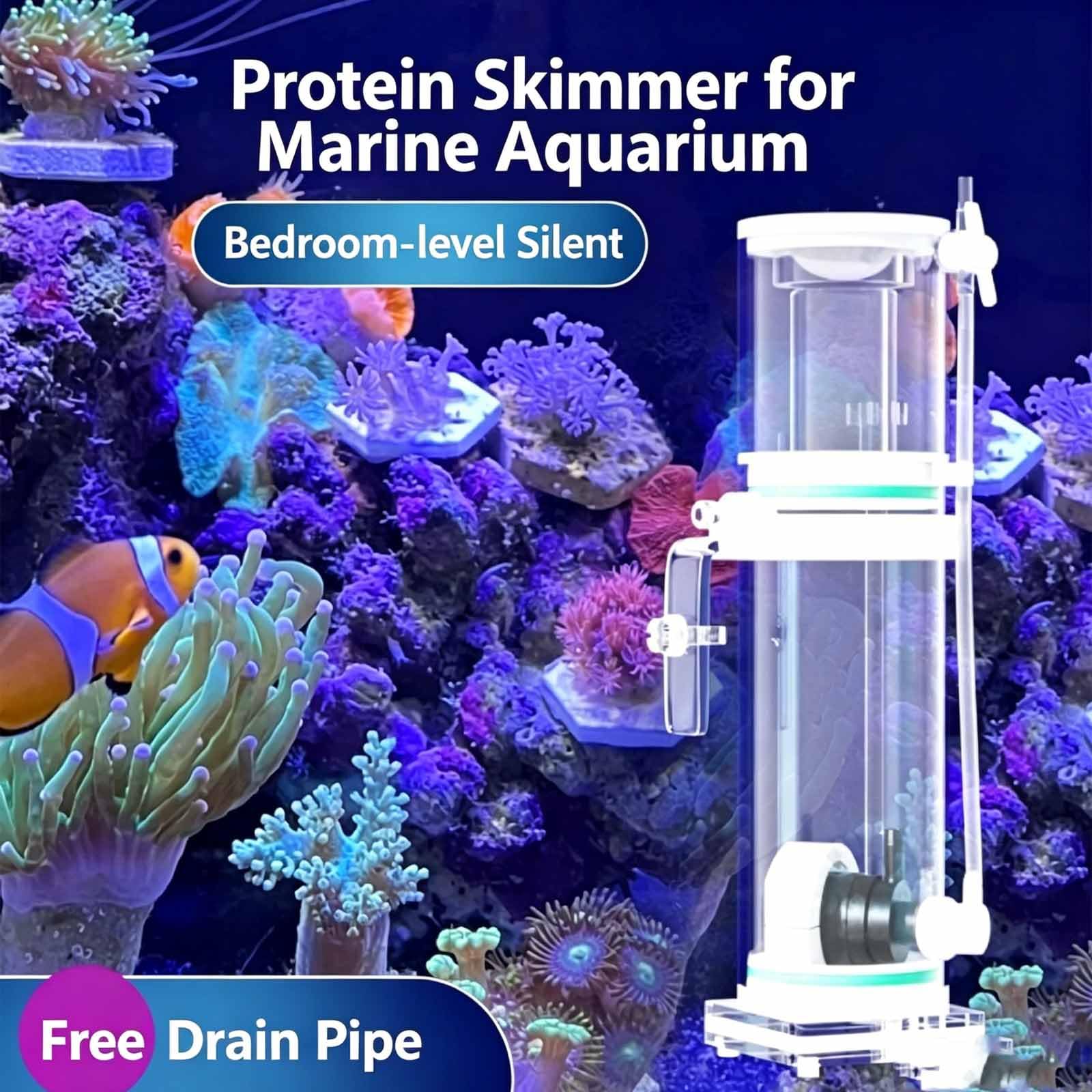 Espumador De Superficie para Acuario, Espumador De Proteínas Interno para Pecera, Apto para Acuarios De 5l A 40l/15l A 90l, Nivel De Agua Ajustable, Válvula De Aire con Perilla 15-90L