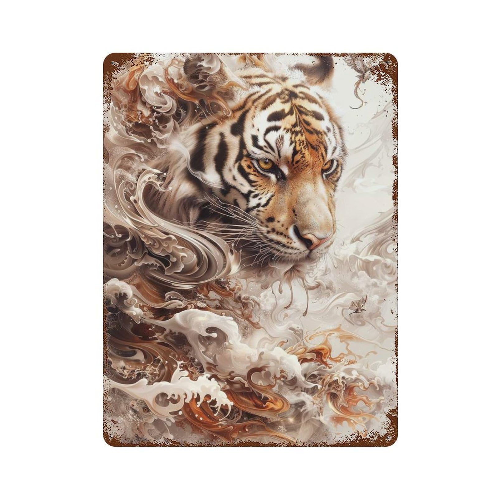 Tiger Swirl Retro Metal Sign 15.7"x11.8", for Bistro, Counter And Cafe Decor, Rustic Home Decor