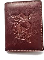 Vista 129 de Hombres Cool Eagle Wolf Caballo Totem Cuero Vaca Vertical Cartera Cremallera Multi-tarjeta Titular, Tótem de caballo, Minimalista