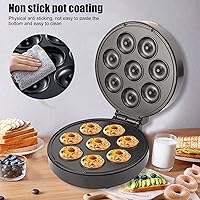 Vista 2 de Mini máquina para hacer donas, sartén eléctrica portátil antiadherente para hacer donas, hace 8 donas para el hogar, desayuno, aperitivos, postres