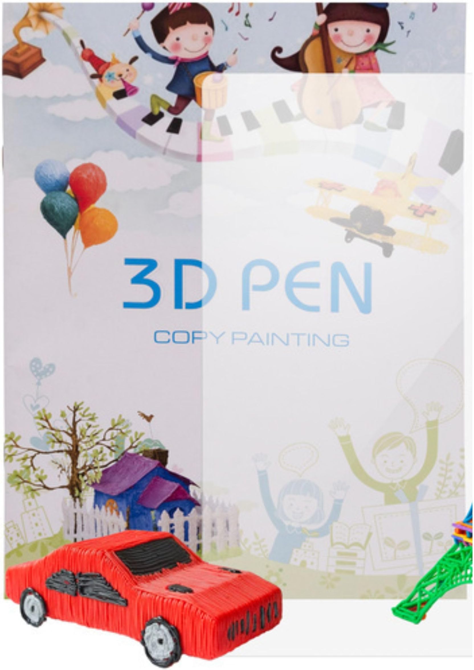 3D Pen Model Book - 40 Unique Designs with Clear Plexiglas - Stimulates Creativity, Entertainment and Relaxation