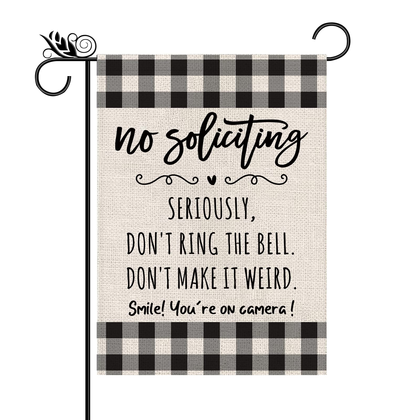 Funny Garden Flag No Soliciting Seriously Don't Ring The Bell Don't Make It Weird Smile Vertical Double Sided Outdoor Indoor Yard Decoration 12.5 x 18 Inch