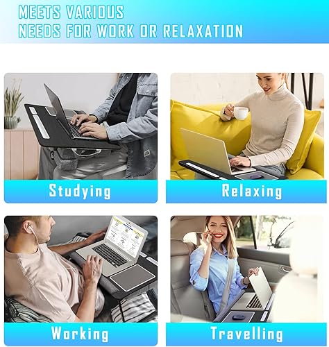 Miniatura 6 de QUDODO Escritorio de regazo escritorio de cama grande, mesa plegable de 17 pulgadas con reposamuñecas ajustable de doble cojín y alfombrilla para