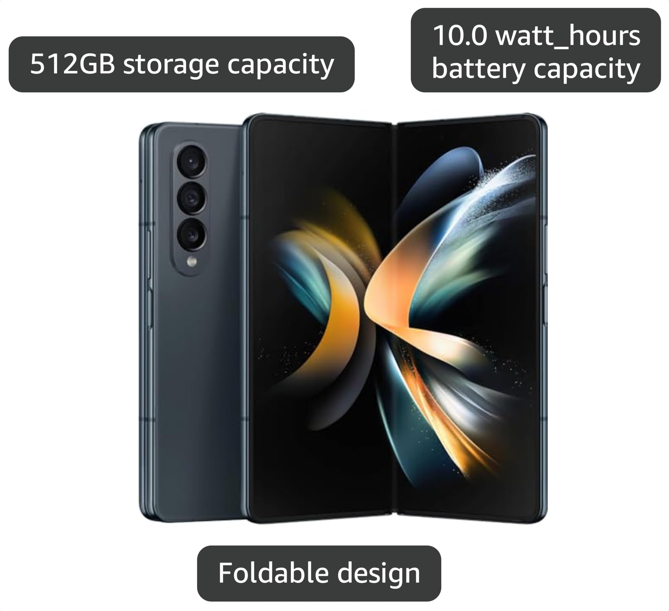 Amazon.com: Samsung Galaxy Z Fold 4, 512GB, Gray Green - Locked to