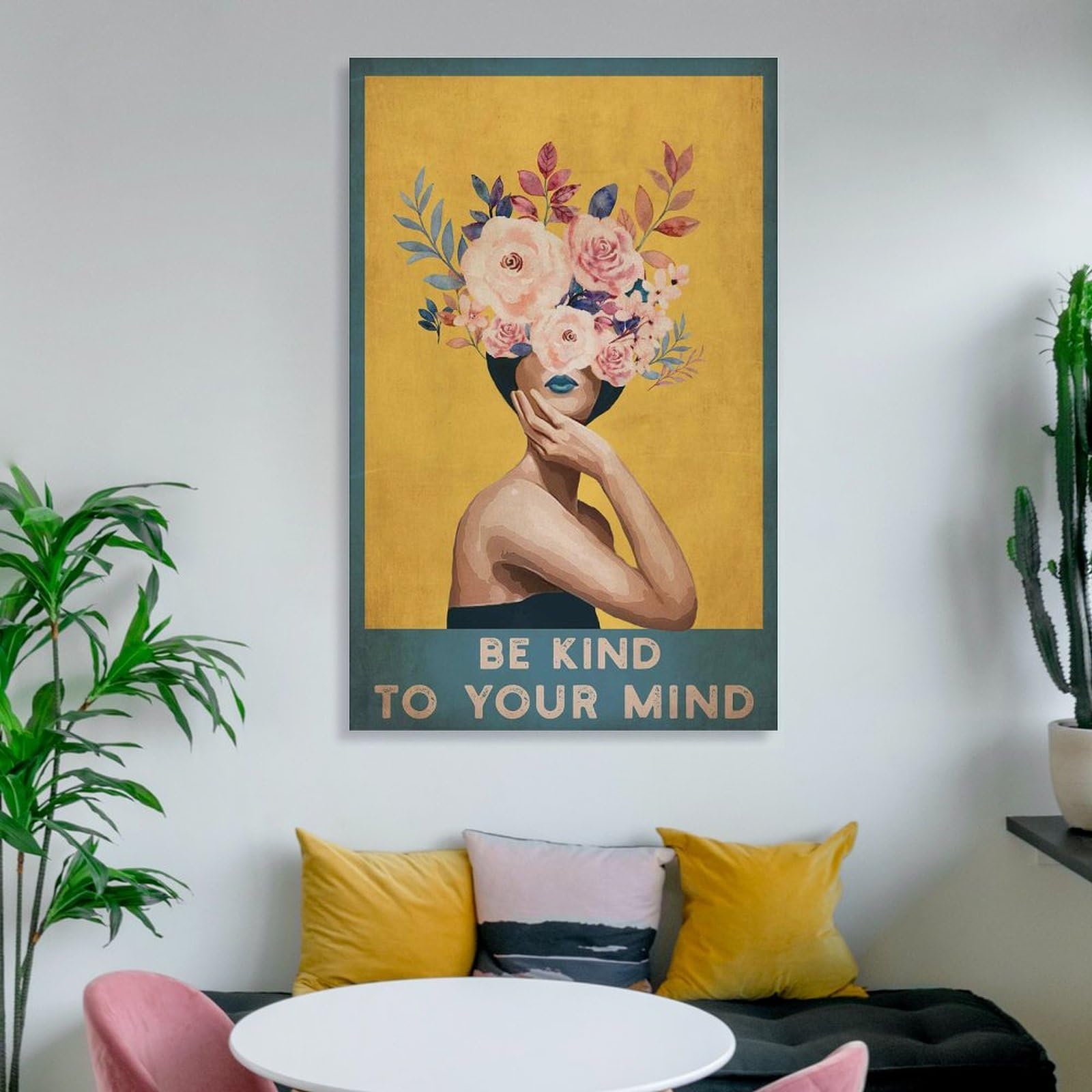 Poster Métal « Be Kind To Your Mind » Avec Tête De Pot - 30,5 X 40,6 Cm, Décoration Vintage