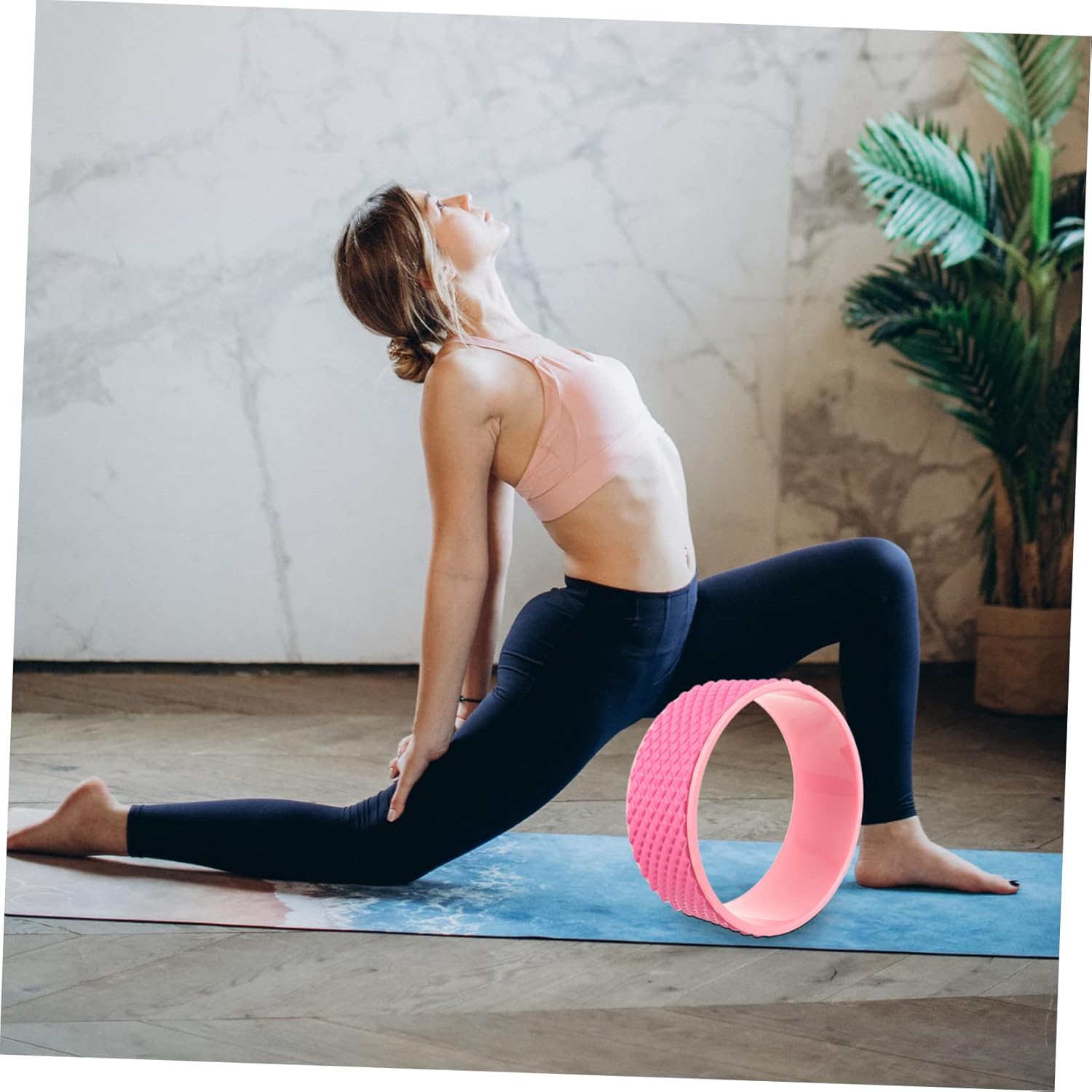 Yoga Wheel for Back Stretching Durable Roller for Flexibility and Balance Non-slip Surface Supports Types for Yoga Lovers and Fitness Training Pink