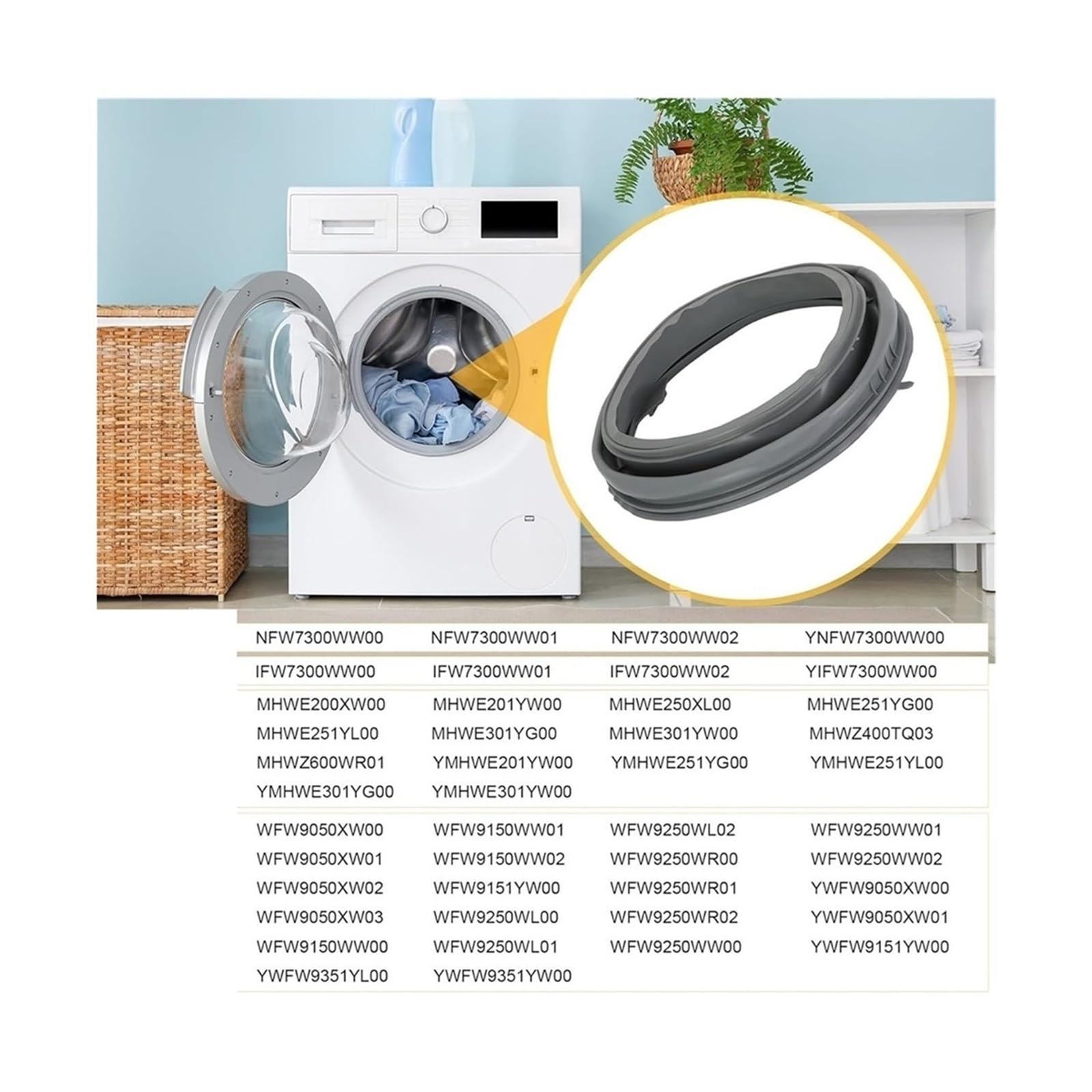 Bota De Sello De Puerta De Lavadora W10290499 WPW10381562, Compatible Con Junta De Bañera De Lavadora De Carga Frontal Inglis, Goma Gris