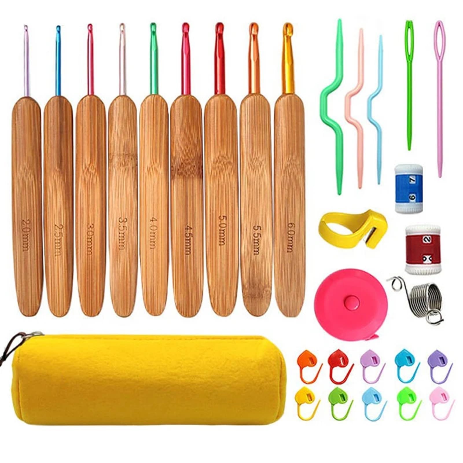 Hooks, 30Pcs/Set Wood Handle Crochet Hooks Set Knitting Needles Sewing DIY Tools
