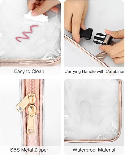 Miniatura 7 de Relavel Bolsa de aseo aprobada por la Tsa, bolsa de maquillaje transparente, bolsa de viaje para artículos de tocador con cremallera, bolsa pequeña