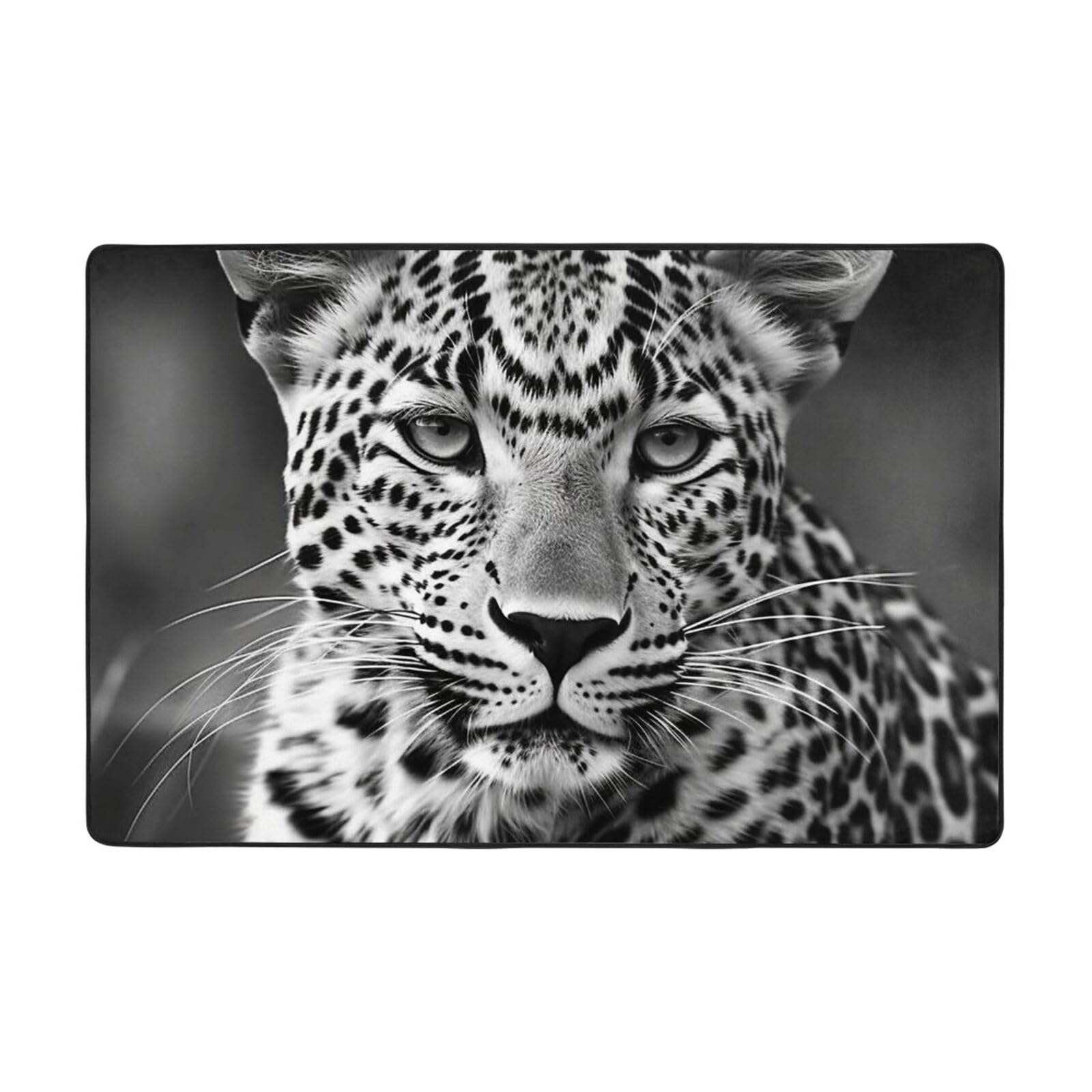 Tapis moderne noir et blanc doux 91x61 cm pour décoration bureau