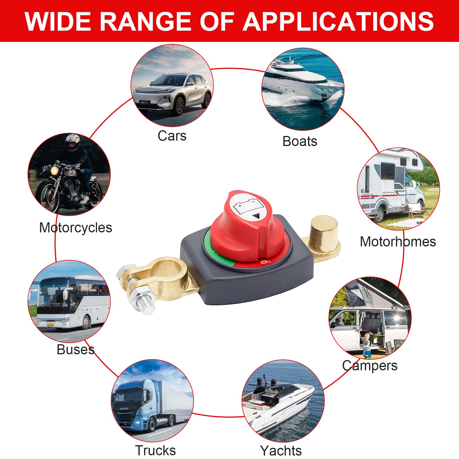 Coupe-circuit Marine Voiture Interrupteur Batterie 12-48V 300A - Coupe-circuit Véhicule, Bateau, Camping-car Coupe-circuit 12-48V