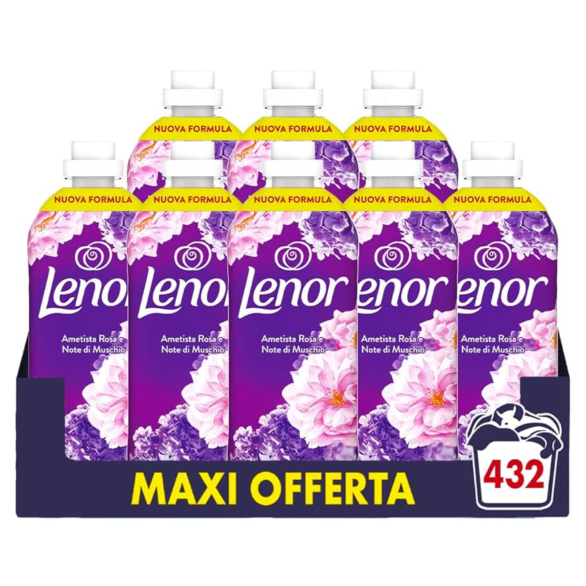 Lenor Ammorbidente Lavatrice Concentrato 432 Lavaggi (8x54), Ametista Rosa E Note Di Muschio, Offre Una Freschezza Duratura Per Un Letto Fresco Fino A 1 Settimana