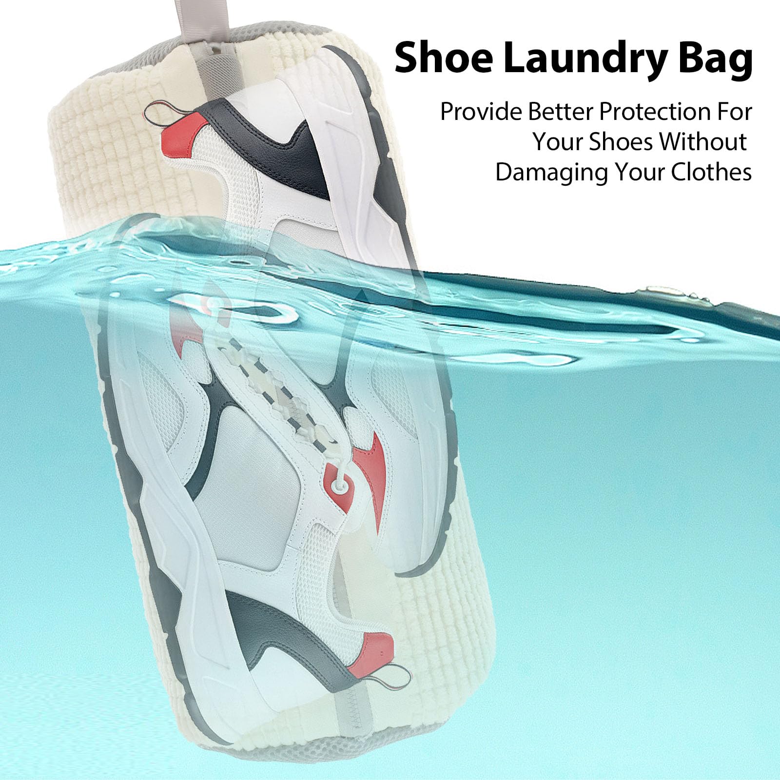 Borsa Portascarpe Per Lavatrice 2 Pezzi | Sacchetto Riusabile In Nylon Con Cerniera, Per Scarpe Da Ginnastica E Corsa, Grigio 39x19 Cm